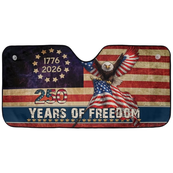 American Independence Anniversary Patriotic Eagle USA 1776–2026 Car Sunshade, 250 Years of Freedom Windshield Sun Shade