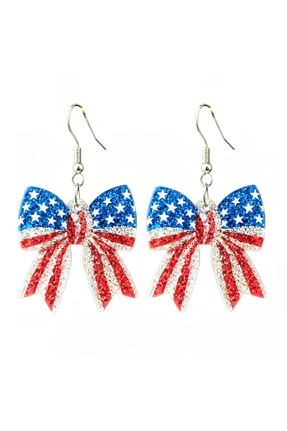 American Independence Day 250 Years 1776 To 2026 Celebration Atmosphere Earrings Bow Love Earrings,9