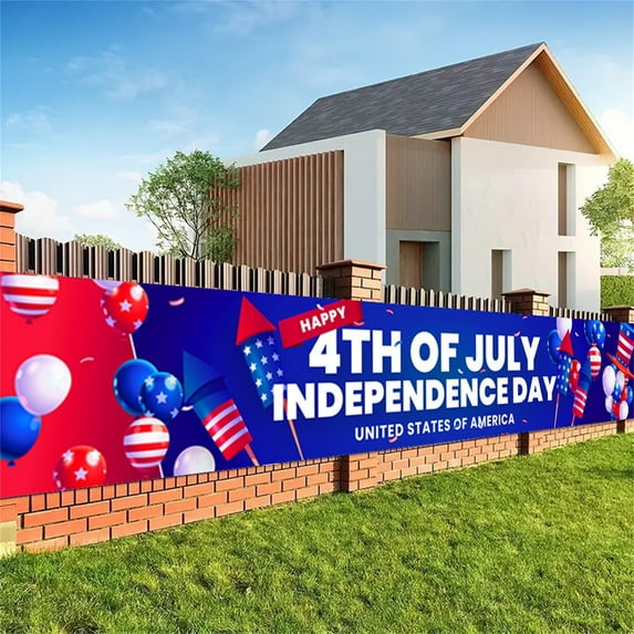 American Independence Day Banner - 4th of July Patriotic Yard Decor, Outdoor USA Flag Backyard Party, Courtyard Holiday Celebration Patriotic Decoration E