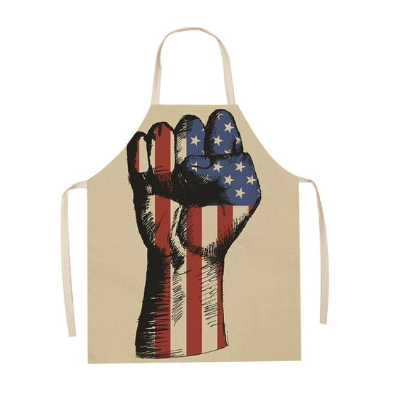 American Independence Day Cotton Linen Adjustable Kitchen Apron, Sleeveless Patriotic Bbq Cooking & Baking Apron for Men, Women & Teens, 4Th of July Party, Gift , 1X Independence Day Kitchen Apron
