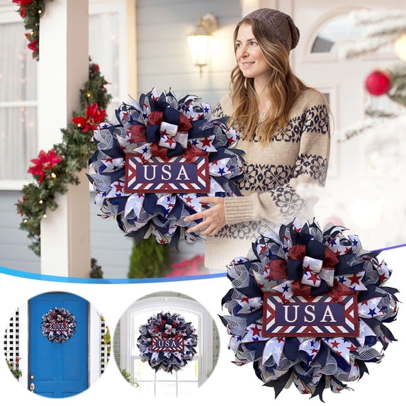 American Independence Day Flag Eagle Beak Garland National Day Festival Decoration Scene Setup Front Door Decorative Items Props Simulation (Double Five-Pointed Star Garland)