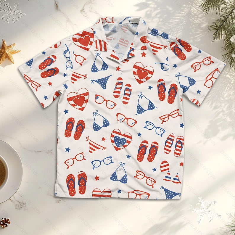 Custom Photo My American Spirit - Family Personalized Custom Unisex Patriotic Tropical Hawaiian Aloha Shirt - Independence Day, 4th Of July, Summer Vacation Gift, Gift For Family Members, Pet Owners, Pet Lovers