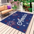 thumbnail image 1 of American Independence Day Outdoor Rug 6x9 Ft, Non Slip Washable Area Rug, Red Blue Fireworks Retro Stars Patio Rugs Carpet Runner, Large Floor Mat for Indoor/Outdoor Deck Porch Camping, 1 of 8