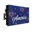 thumbnail image 1 of American Independence Day Outdoor TV Cover 52 to 55 Inch Weatherproof, Red Blue Fireworks Retro Stars 600D Oxford TV Covers with Waterproof Zipper, Outside Flat TV Screen Protector 52"Wx19"Hx4.5"D, 1 of 7