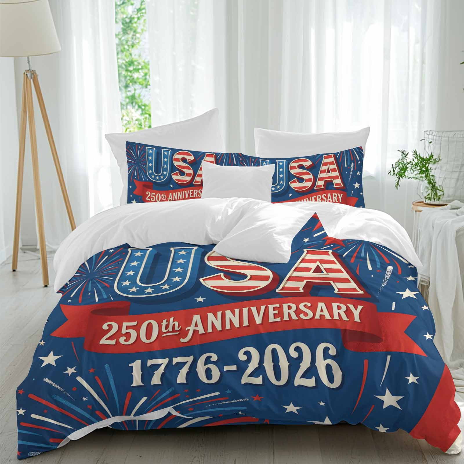 American Independence Day Queen Size Comforter Set, USA 250th ...