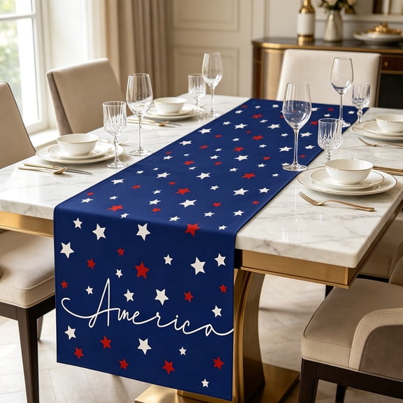 American Independence Day Table Flag, Patriotic Decorative Table Flag, 33x180cm Cotton Fabric Printed Table Flag For Dining Table Coffee Table Cabinet Decoration