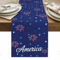 thumbnail image 1 of American Independence Day Table Runner - 70 Inch Long, Kitchen Dining Table Runner Dresser Scarves, Red Blue Fireworks Retro Stars Farmhouse Decor for Coffee Tables Wedding Party Banquet, 1 of 8
