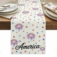 thumbnail image 1 of American Independence Day Table Runner - 90 Inch Long, Kitchen Dining Table Runner Dresser Scarves, Retro Fireworks Stars Farmhouse Decor for Coffee Tables Wedding Party Banquet, 1 of 8