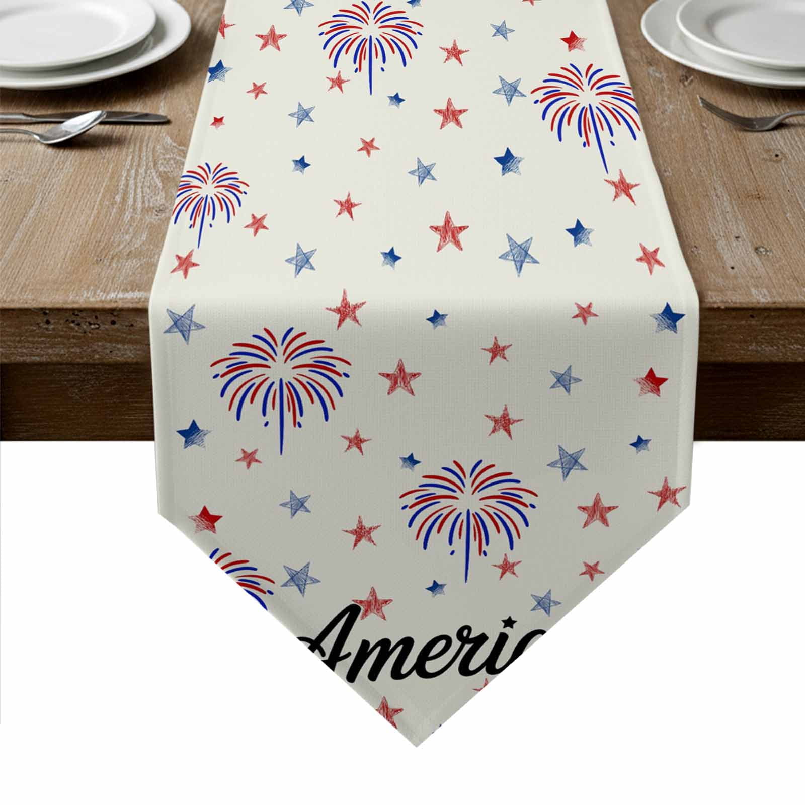 American Independence Day Table Runner Linen Burlap Table Runner 72 ...