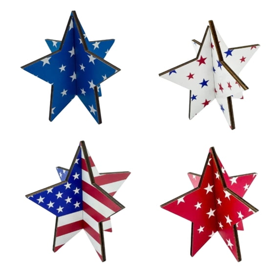 American Independence Day Wooden Figurine Patriotic Creative Craft Decorative Red White Blue Memorial Day Accent 4th of July Decorations for Festive Holiday Tabletop Home Office Display