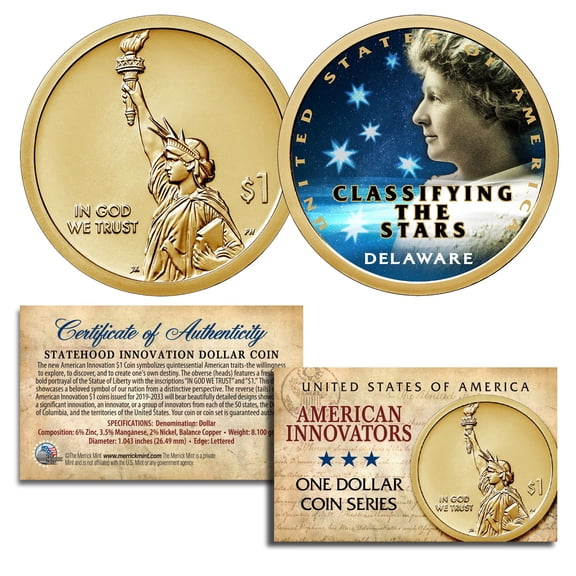 American Innovation DELAWARE 2019 Statehood $1 Dollar COLORIZED Coin