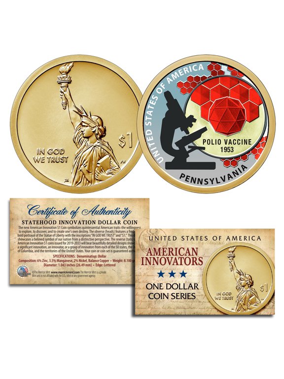 American Innovation PENNSYLVANIA 2019 Statehood $1 Dollar COLORIZED Coin