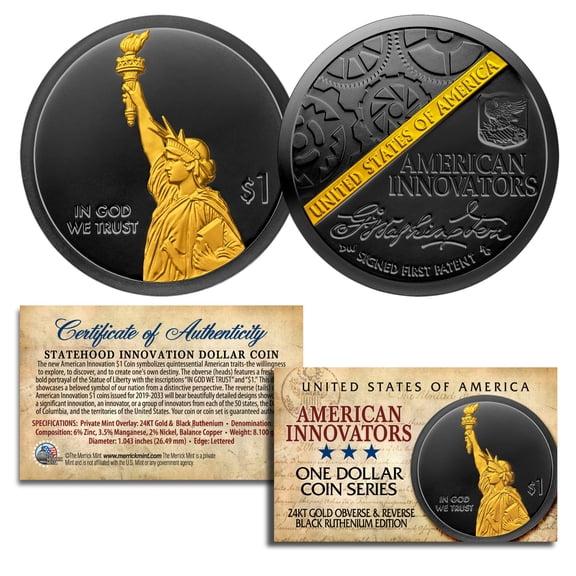 American Innovation State $1 Dollar Coin 2018 1st Release BLACK RUTHENIUM & GOLD