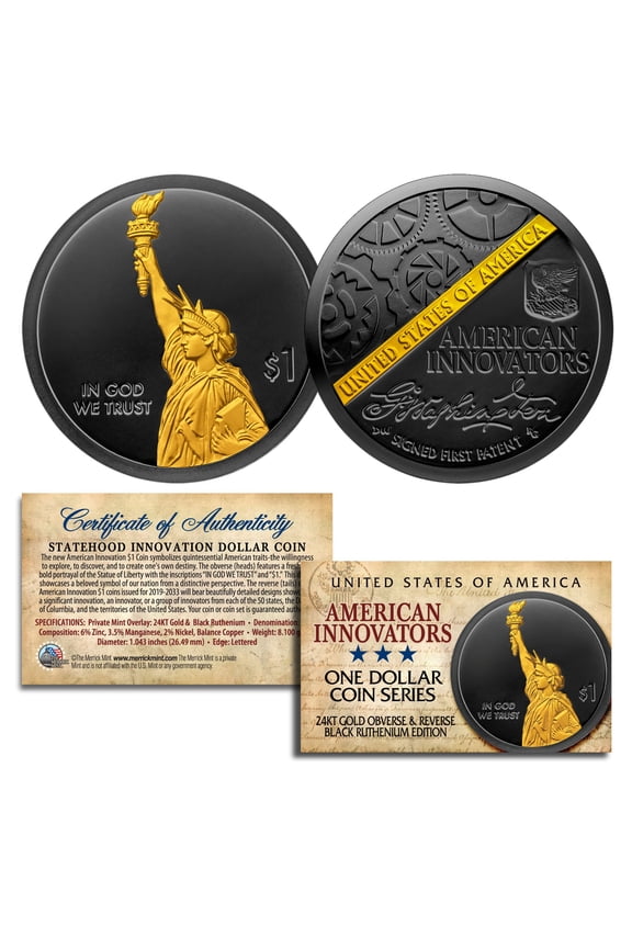 American Innovation State $1 Dollar Coin 2018 1st Release BLACK RUTHENIUM & GOLD