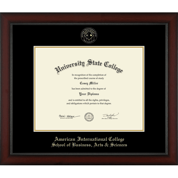 American International College School of Business, Arts & Sciences Diploma Frame, Document Size 13" x 10"