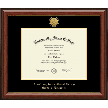 American International College School of Education Diploma Frame, Document Size 13" x 10"
