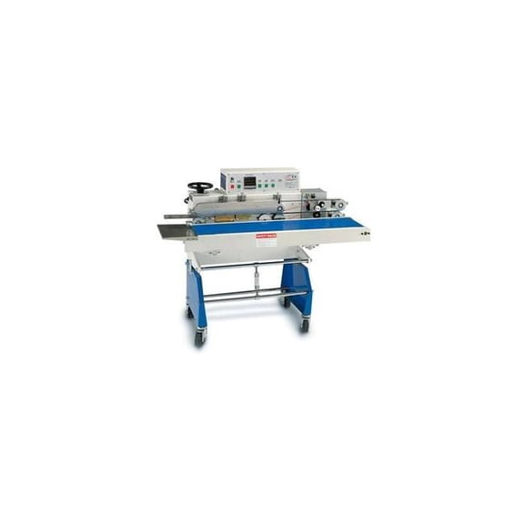 American International Electric AIE-B7202 30 ft. per Min Continuous Band Sealer - Vertical with Stand & Hot Stamp Imprinter