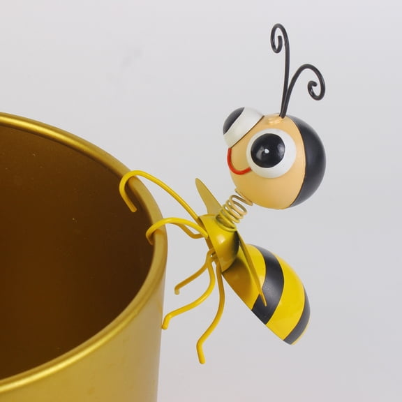 American Iron Metal Bee Decor, Cute Cartoon - Shaped Bee With Spring - Loaded Body, Yellow & Black Color Scheme, For Home Garden Patio Yard Decoration, Indoor Outdoor Art Ornament