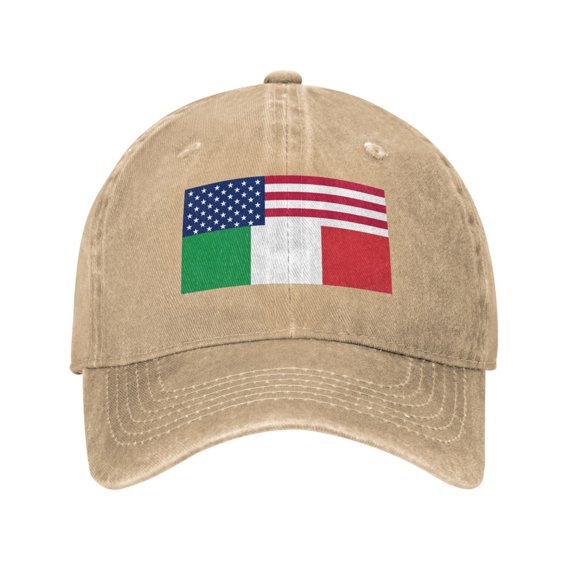 American Italian Flag Adult Adjustable Classic Washed Casquette Cap Hat Baseball Cap For Man For Woman