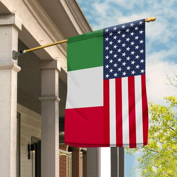 American Italy Flag Italian Friendship U.S.A Memorial Day Patriotic For House Flag (29.5x39.5) Double Sided-USA Flags Premium Polyester-Decorative Indoor Outdoor Flag