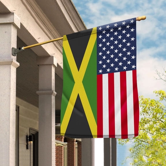 USA Jamaica Friendship Memorial Day Patriotic Jamaican House Flag, Double-Sided Outdoor Yard Decor 29.5 x 39.5 Inch