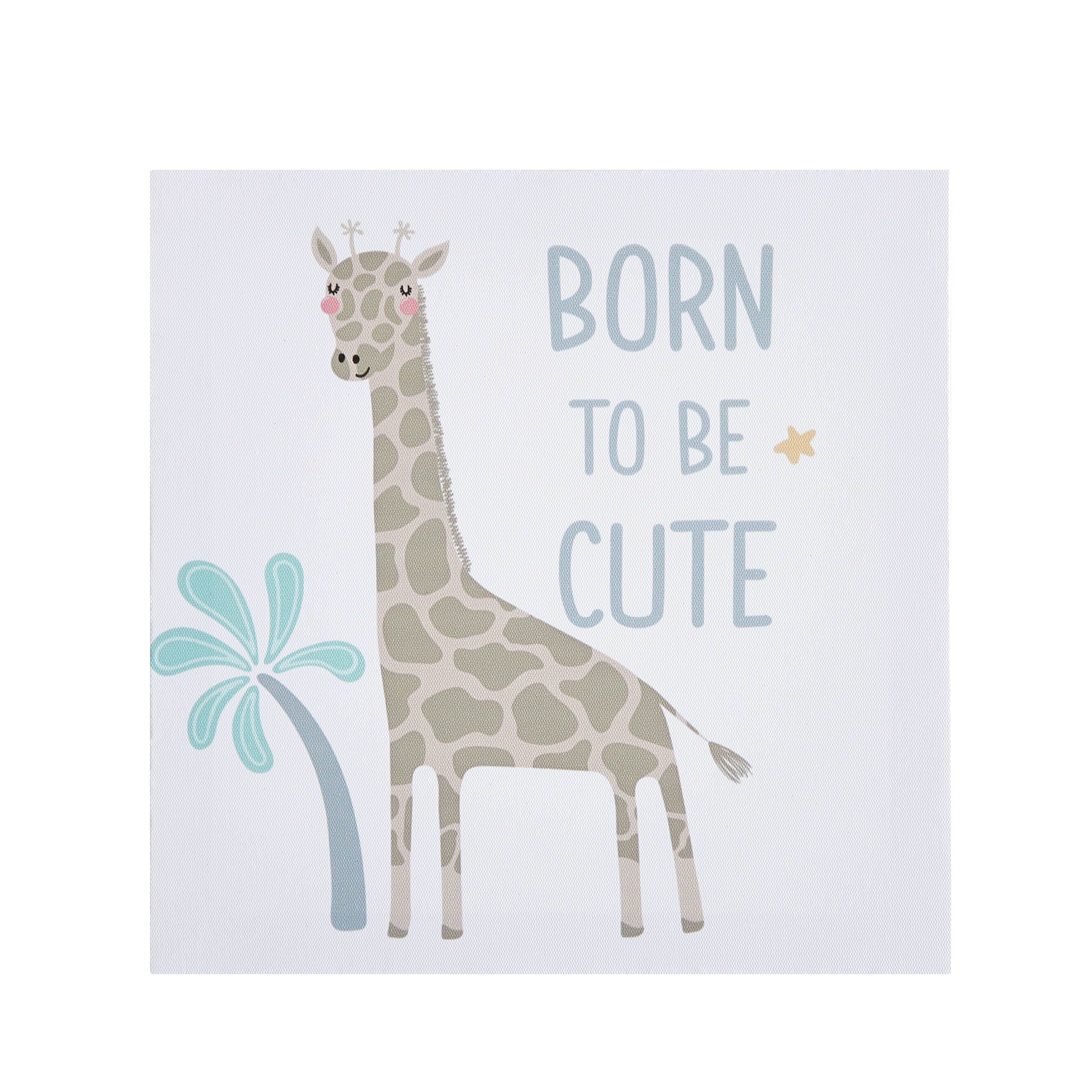 American Kids Born To Be Cute Giraffe White Canvas Wall Art for Nursey Room