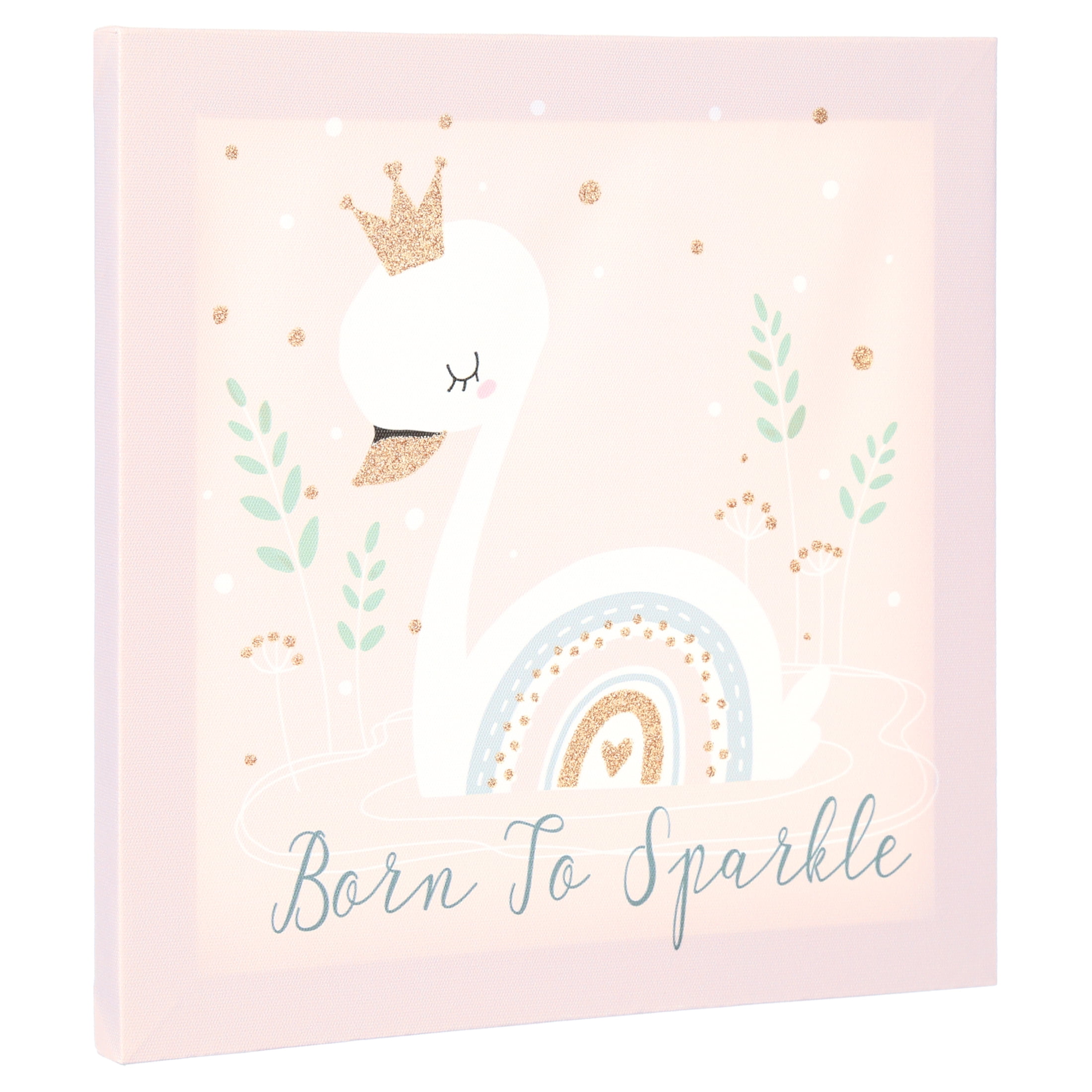 American Kids Born to Sparkle Pink Canvas Wall Art for Nursery Room Décor