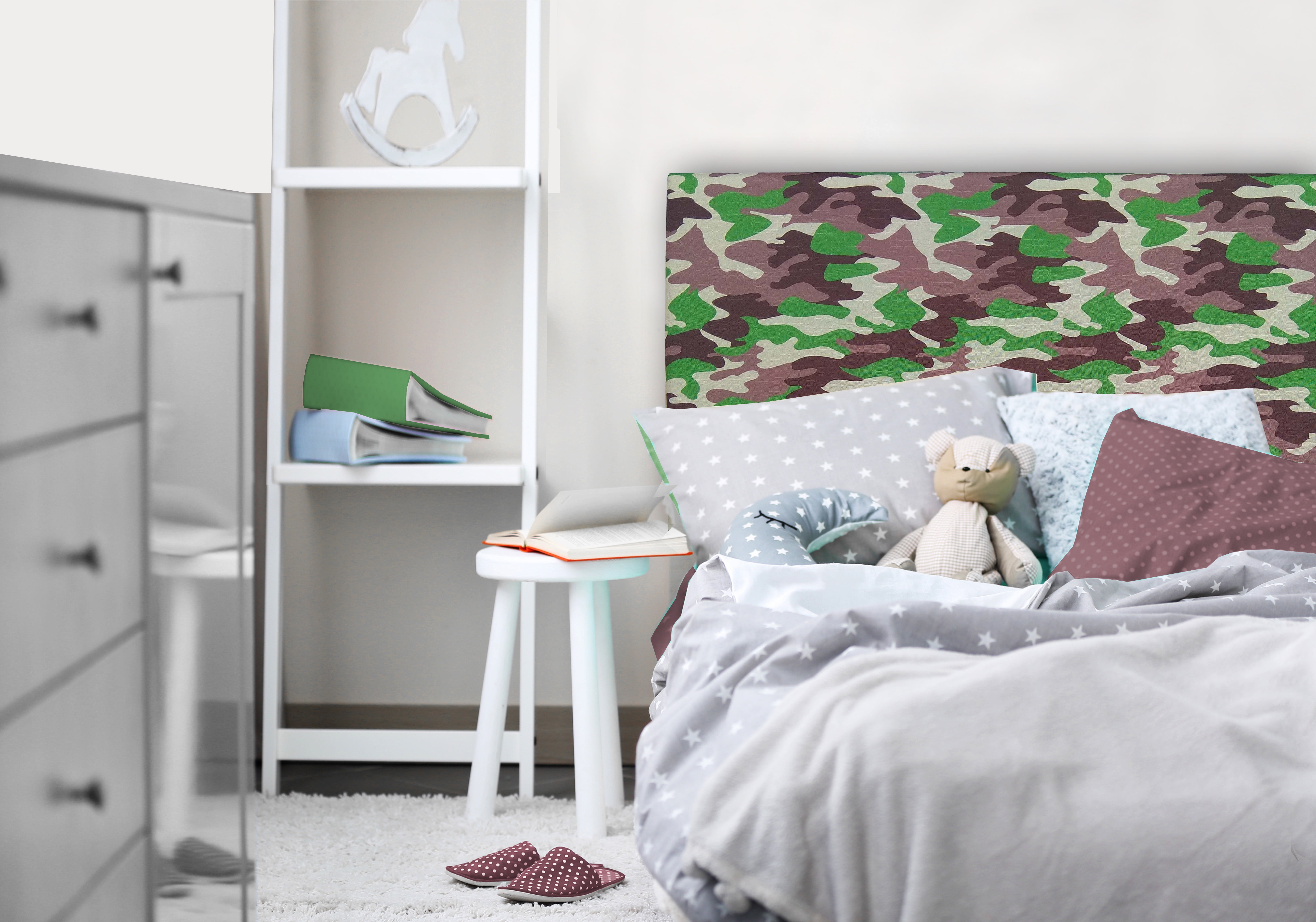 American Kids Camo Tufted Headboard, Available in Multiple Prints