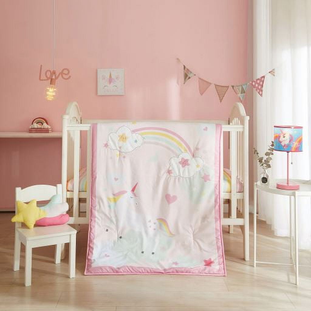 American Kids Rainbow Unicorn Crib Bedding Set