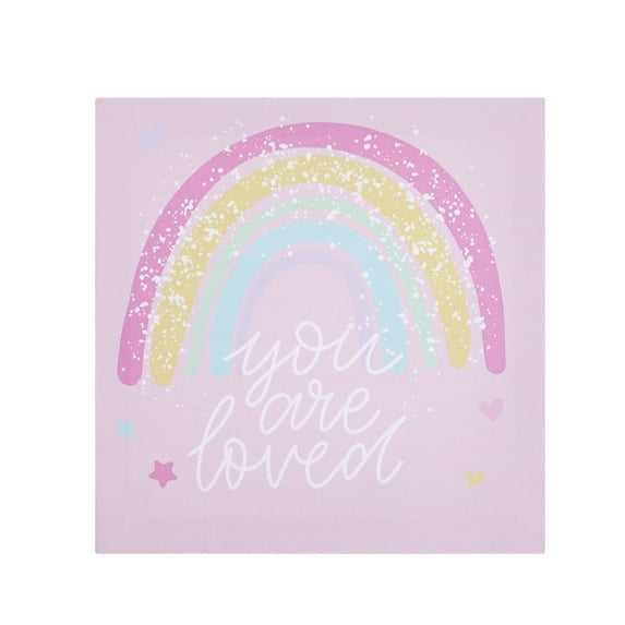 American Kids Rainbow You Are Loved Pink Canvas Wall Art for Children's Room Décor