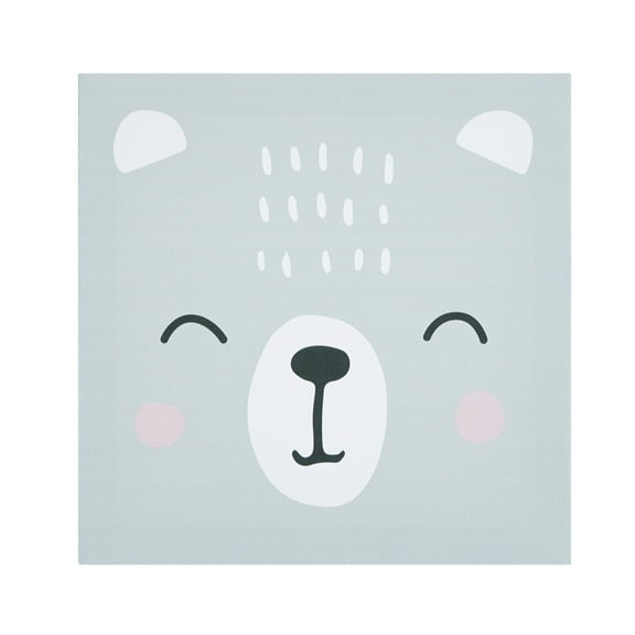 American Kids Woodland Grey Bear Face Canvas Wall Art for Children's Room Décor