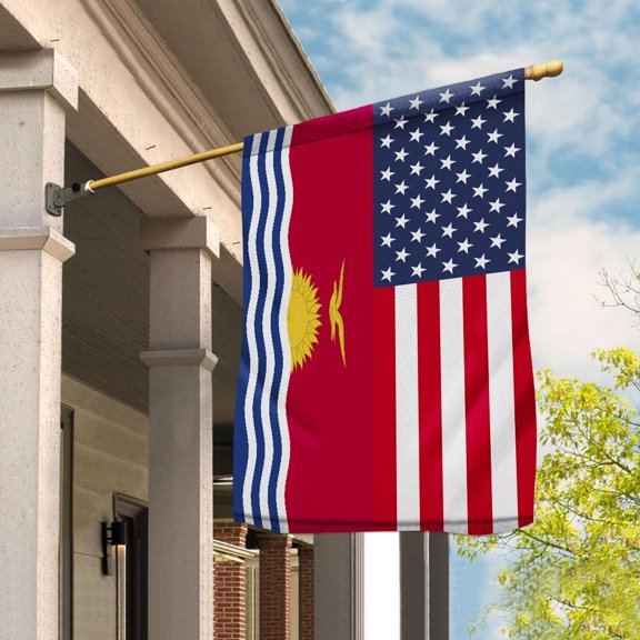American Kiribati Flag I Kiribati Friendship U.S.A Memorial Day Patriotic For House Flag, Double-Sided Decorative Outdoor Flag, Patriotic Polyester Yard Flag 29.5 x 39.5 in