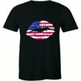 thumbnail image 1 of American Kiss Lips USA Flag Patriotic 4th of July Independence Day T-Shirt, 1 of 4