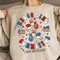 thumbnail image 1 of American Labor and Delivery Nurse Sweatshirt, 4th of July Nurse Appreciation Shirt, L&D Crewneck Gift, 1 of 5