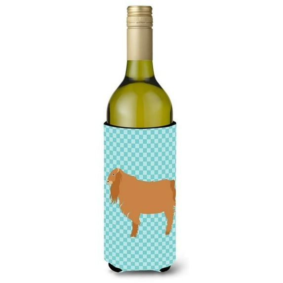 American Lamancha Goat Blue Check Wine Bottle Beverge Insulator Hugger