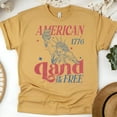 thumbnail image 1 of American Land of the Free 1776 T-Shirt | Statue of Liberty Patriotic Graphic Tee, Gold, Size 5XL, 1 of 6