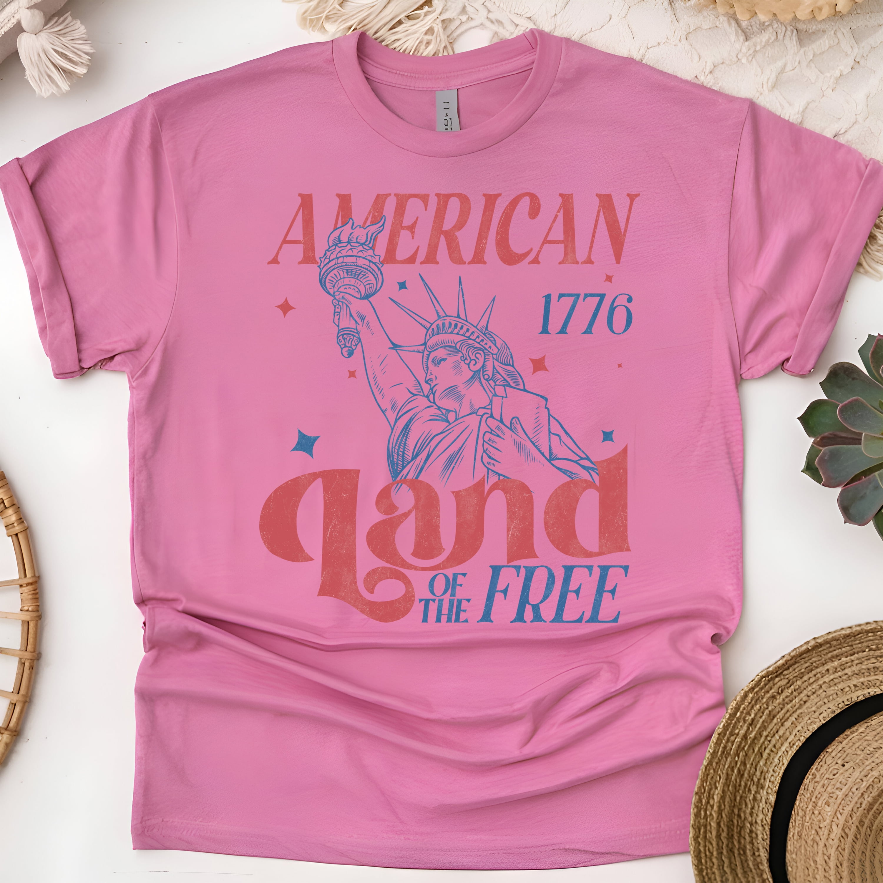 American Land of the Free 1776 T-Shirt | Statue of Liberty Patriotic ...
