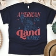 thumbnail image 1 of American Land of the Free 1776 T-Shirt | Statue of Liberty Patriotic Graphic Tee, Navy, Size S, 1 of 6