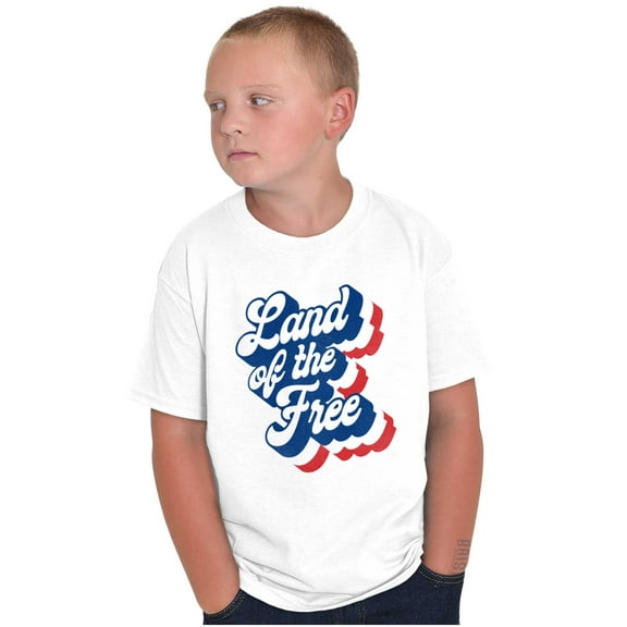 American Land of the Free Patriotic Crewneck T Shirts Boy Girl Teen Brisco Brands L