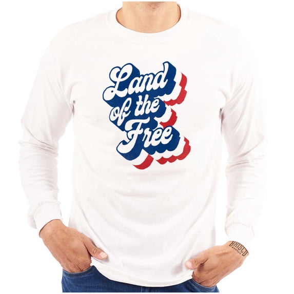 American Land of the Free Patriotic Long Sleeve TShirt Men Women Brisco Brands X