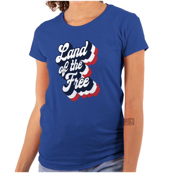 American Land of the Free Patriotic Womens Slim Fit Graphic Tee Brisco Brands X