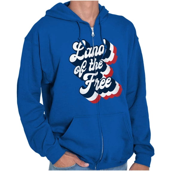 American Land of the Free Patriotic Zip Up Hoodie Men's Women's Brisco Brands S