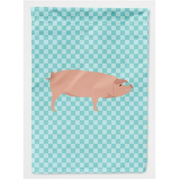 American Landrace Pig Blue Check Flag Garden Size