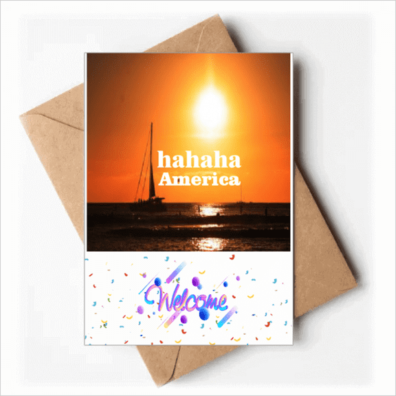 American Landscape Text Haha Mood Welcome Back Greeting Cards Envelopes Blank