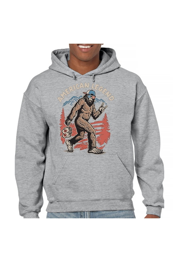 American Legend Bigfoot Sweatshirt Patriotic Funny Sasquatch Fan 4 July USA Flag Beer BBQ Tailgate Party Hoodie