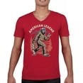 thumbnail image 1 of American Legend Bigfoot V-Neck T-shirt Patriotic Funny Sasquatch Fan 4 July USA Flag Beer BBQ Tailgate Party Tee, 1 of 7