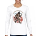 thumbnail image 1 of American Legend Bigfoot Women's Long Sleeve T-shirt Patriotic Funny Sasquatch Fan 4 July USA Flag Beer BBQ Tailgate Party, 1 of 7