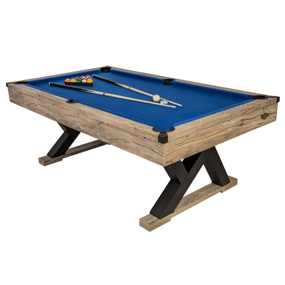American Legend Kirkwood 84 Billiard Table with Rustic Blond Finish, K-Shaped Legs and Royal Blue Cloth