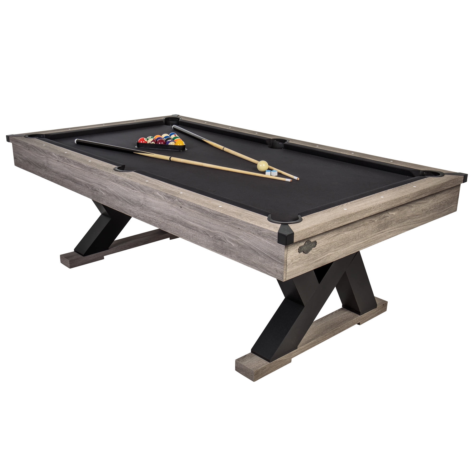 Kirkwood 90" Pool Table - Antique Gray Finish with Rustic, Modern Design with K-Leg Construction