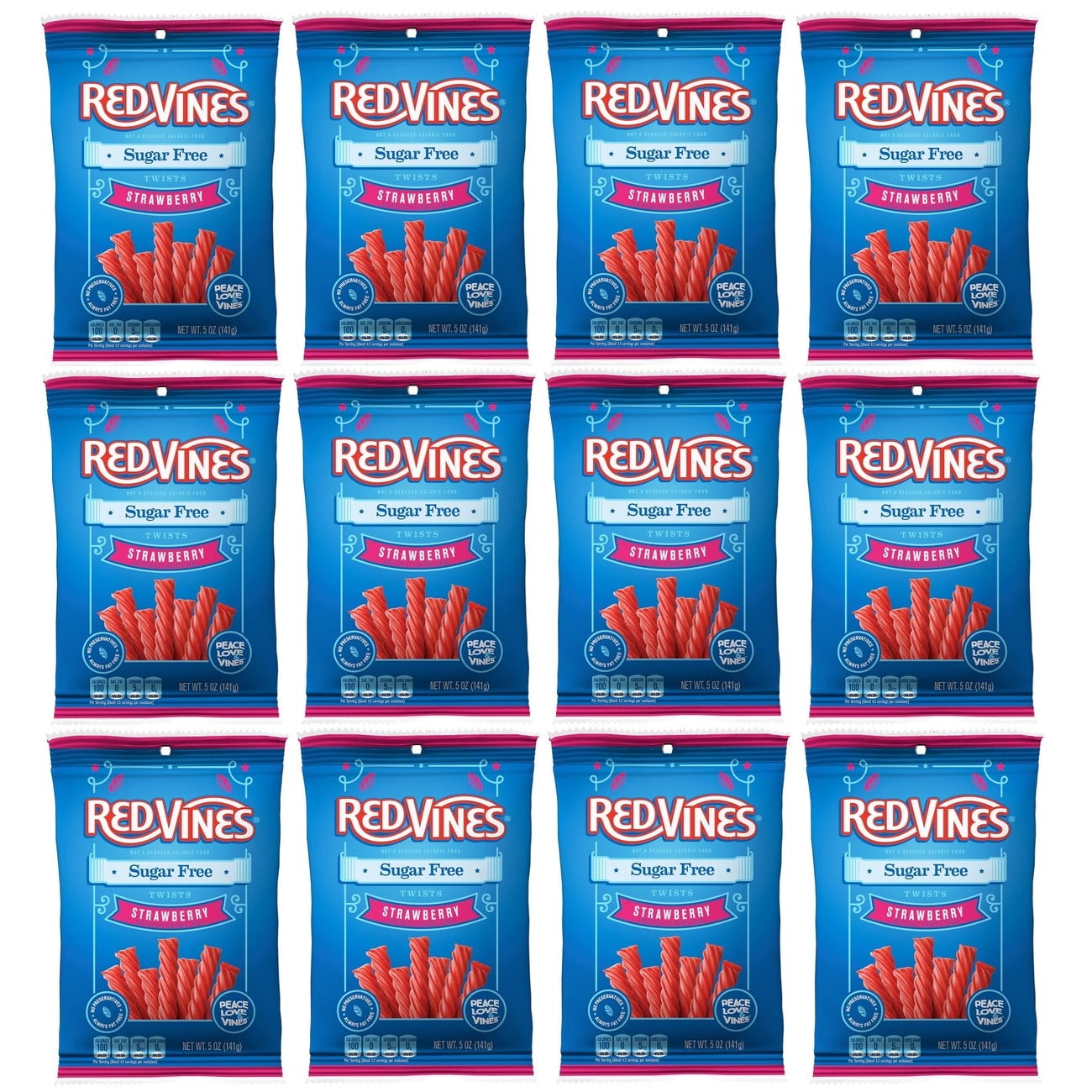 American Licorice Company Sugar Free Red Vines 5oz (12 Bags) Flavor: Strawberry